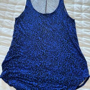 Blue Relaxed Tank Top with Animal Print